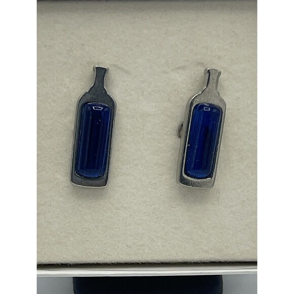 Men’s Blue Glass Bottle Cuff Links - Picture 3 of 8